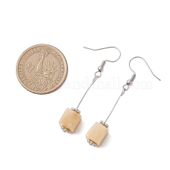 Серьги-подвески из нержавеющей стали Cube 304 и натурального топаза-нефрита&nbsp;EJEW-JE06869