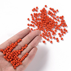 ベーキングペイント ガラスシードビーズ 6/0個  ダークオレンジ  4~5x3~4mm  穴：1~2mm&nbsp;SEED-S004-Y5