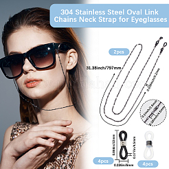 304 нержавеющая сталь овальные звенья цепи шейные цепочки для очков FIND-BBC0003-91