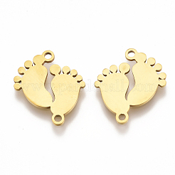 201 ステンレススチールリンクコネクター  レーザーカットリンク  足  ゴールドカラー  19x16x1mm  穴：1.6mm&nbsp;STAS-T044-19G