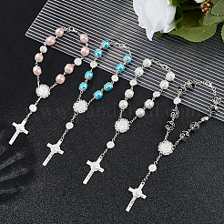 4шт 4 цвета крест с Иисусом сплав браслеты подвески&nbsp;BJEW-DC0001-10