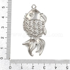 304ステンレススチール、クリスタルラインストーンの大きなペンダント  魚のチャーム  ステンレス鋼色  50x22x3.5mm  穴：2mm&nbsp;SA-CBABA5E-11P