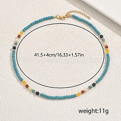 Винтажные ожерелья из натурального пресноводного жемчуга и синтетической бирюзы в форме круглых бусин для женщин LN7148