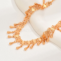 Модные винтажные латунные металлические цепочки-клеверы с каплевидными кисточками для женщин&nbsp;FJ5274