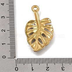 304ステンレスペンダント  エナメル  葉のチャーム  18KGP本金メッキ  イオンプレーティング（ip）  グリーン  35x19x2mm  穴：2mm&nbsp;STAS-N108-92G-03