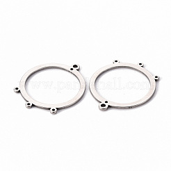 変色しない201ステンレススチールシャンデリア部品リンク  丸いリング  レーザー切断  ステンレス鋼色  30x25x1mm  穴：1.6mmと1mm&nbsp;STAS-T052-28B-P