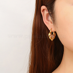 女性用304ステンレスフープピアス  ティアドロップ  ゴールドカラー  25x24mm&nbsp;QJ8091-01