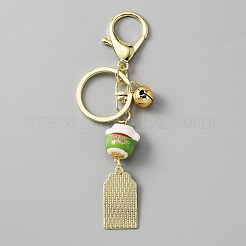 Японский манэки нэко латунный брелок с подвеской в виде колокольчика&nbsp;KEYC-WH0036-13LG-04