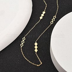Ионное покрытие (ip) 304 нержавеющая сталь ромбовидные кабельные цепочки ожерелья для женщин NJEW-K255-35G