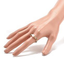 Anello elasticizzato con perline tonde in agata indiana naturale con pietra di luna&nbsp;RJEW-JR00440-05