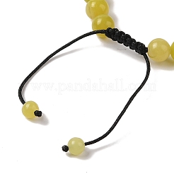 Pulseras redondas de cuentas trenzadas de jade limón natural de 8 mm&nbsp;BJEW-C067-01B-02