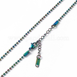 Collar de cadena de bolas de acero inoxidable 304 con revestimiento iónico (IP) para hombres y mujeres&nbsp;NJEW-K245-017D