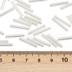 Серебряные подкладке прозрачное стекло стеклярусом SEED-R028-2x15-B02