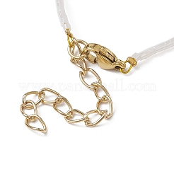 Браслет из стеклянных бусин и лэмпворка от сглаза с настоящими позолоченными застежками из нержавеющей стали 304 пробы BJEW-JB09998-05