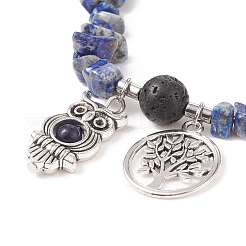 Эластичный браслет из бисера с кусочками натуральных драгоценных камней BJEW-JB08603