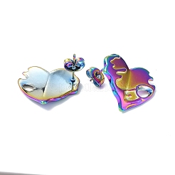 Ионное покрытие (ip) 304 нержавеющая сталь серьги-гвоздики в форме сердца для женщин EJEW-F300-03MC