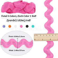 12 ярд полиэстеровой волнистой ленты для отделки бахромой в 6 стилях&nbsp;OCOR-GF0003-28