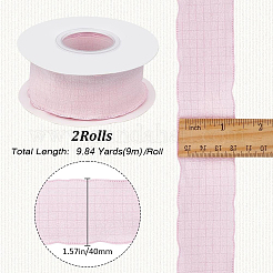 縫製装飾用のポリエステルフリルリボン2ロール  ピンク  1-5/8インチ（40mm）&nbsp;OCOR-CY0003-18C