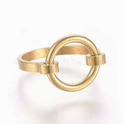 304ステンレススチール指輪  サイズ6  ゴールドカラー  16mm&nbsp;RJEW-E153-44G-16mm