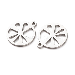 中空 304 ステンレス ペンダント  レモンスライスのチャーム  ステンレス鋼色  13x11x1mm  穴：1mm&nbsp;STAS-C176-04P