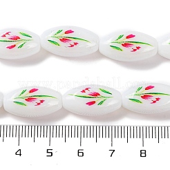 Печать стеклянных овальных бусин для изготовления ожерелья и браслетов GLAA-B020-01A-12