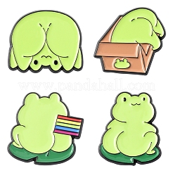 4 шт. 4 стиля забавных эмалевых булавок в виде лягушек JEWB-FS0001-09