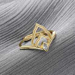 Регулируемые кольца для женщин с микропаве из латуни и кубическими цирконами&nbsp;RJEW-M099-03G