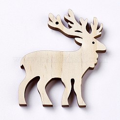 パインウッドビッグペンダント  染色されていない  クリスマスのトナカイ/クワガタ  パパイヤホイップ  66x56x5.5mm  穴：1.5~2mm&nbsp;WOOD-P013-10
