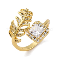 Латунные кольца-манжеты с микропаве и прозрачным цирконием для женщин&nbsp;LS-RJEW-C118-07G