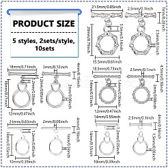 10 комплект латунных застежек-тоглов 5-х стилей&nbsp;KK-PH0012-27
