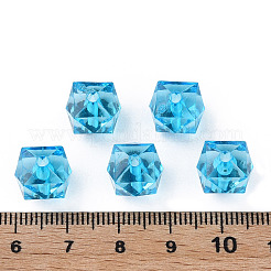 透明なアクリルビーズ  多面カット  キューブ  ディープスカイブルー  10x11x11mm  穴：2mm  約314個/235g&nbsp;LS-MACR-S373-132-B08