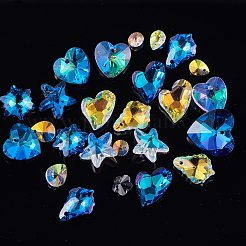 28pcs 14 Stil facettierte Glas Strass Charms&nbsp;RGLA-SZ0001-02