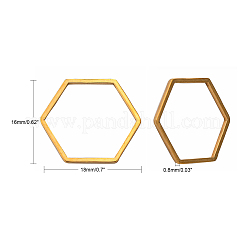 304ステンレススチールリンクリング  六角  ゴールドカラー  16x18x0.8mm&nbsp;LS-STAS-S079-25B