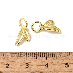長持ちメッキ真鍮製チャーム  丸カン付き  葉  18KGP本金メッキ  11.8x6.6x1.8mm  穴：3.8mm&nbsp;LS-KK-K381-08G-01