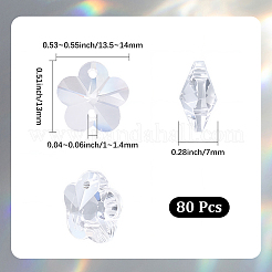 80 pièce de breloques connecteur en verre transparent à facettes&nbsp;GLAA-SP0001-88B-01
