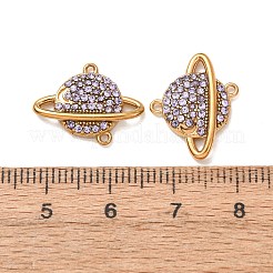 304ステンレススチールラインストーンコネクタチャーム  イオンプレーティング（ip）  惑星の形をしたリンク  18KGP本金メッキ  ミックスカラー  14x18x3mm  穴：1mm&nbsp;STAS-L318-22G