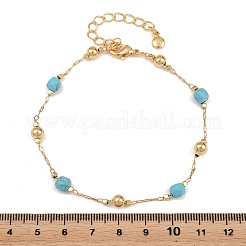 Pulseras de eslabones de latón y turquesa sintética&nbsp;KK-H299-03G