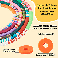 6 Stränge 6 Farben handgemachte Polymer-Ton-Perlenstränge&nbsp;CLAY-TA0001-39