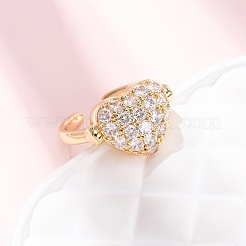 Messing Micro Pave Zirkonia Manschette offene Ringe&nbsp;RJEW-C153-02G