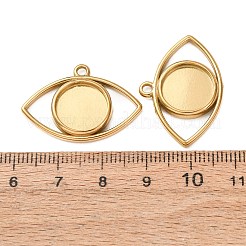 304ステンレススチールペンダントカボションセッティング  ナザールボンジュウのチャーム  ゴールドカラー  19.5x28x3mm  穴：2mm  トレイのサイズ：12mm&nbsp;SA-CBAAFB7-04G