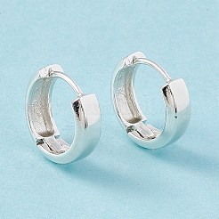 女性のための真鍮の蝶番を付けられたフープのイヤリング  カドミウムフリー＆鉛フリー  長持ちメッキ  925銀メッキ  13.5x14.5x4.5mm  ピン：1mm&nbsp;KK-A172-26S