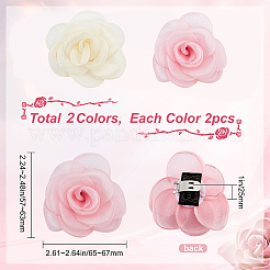 4 stücke 2 farben abnehmbare künstliche rose organza schuh dekoration&nbsp;AJEW-CP0001-82