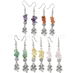 Набор женских серег с подвесками из натуральной крошки смешанного камня&nbsp;EJEW-JE06249