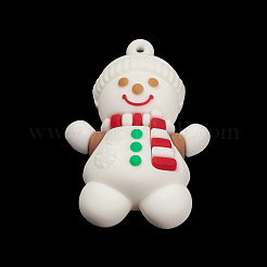 PVCプラスチッククリスマススタイルの大きなペンダント  雪だるま  53x37x20.5mm  穴：3mm&nbsp;PVC-O001-02G