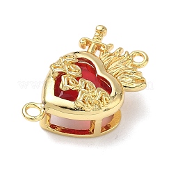 Подвески-соединители в виде священного сердца из латуни со стеклом темно-красного цвета&nbsp;KK-L253-27G-03
