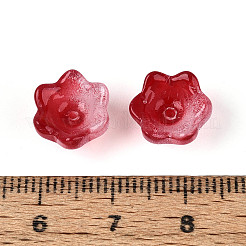 Tappi di perline di vetro verniciati a spruzzo trasparenti bicolore&nbsp;A-GLAA-Q089-002B-005