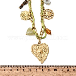 Женские ожерелья-подвески в форме сердца и солнца из нержавеющей стали 304&nbsp;NJEW-A063-12G