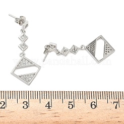 Серьги-гвоздики с ромбами из латуни с микропаве из прозрачных кубических цирконий&nbsp;LS-EJEW-F383-10P