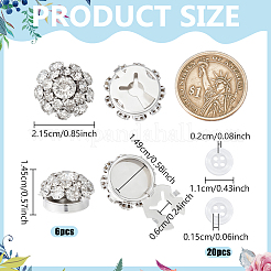 6 bouton de manchette en laiton avec strass&nbsp;FIND-NB0007-40P