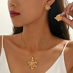 Комплекты из винтажных латунных серег-гвоздиков и ожерелий с подвесками в виде цветов для женщин&nbsp;GY5333